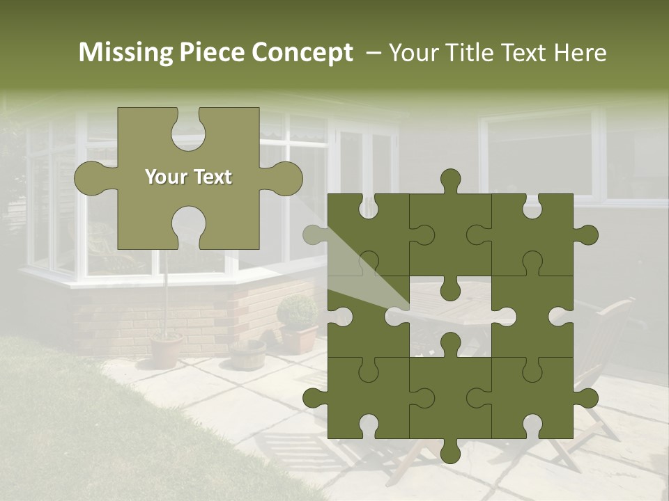 A Patio With A Table And Chairs In Front Of A House PowerPoint Template
