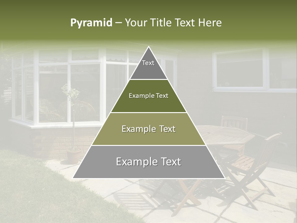 A Patio With A Table And Chairs In Front Of A House PowerPoint Template