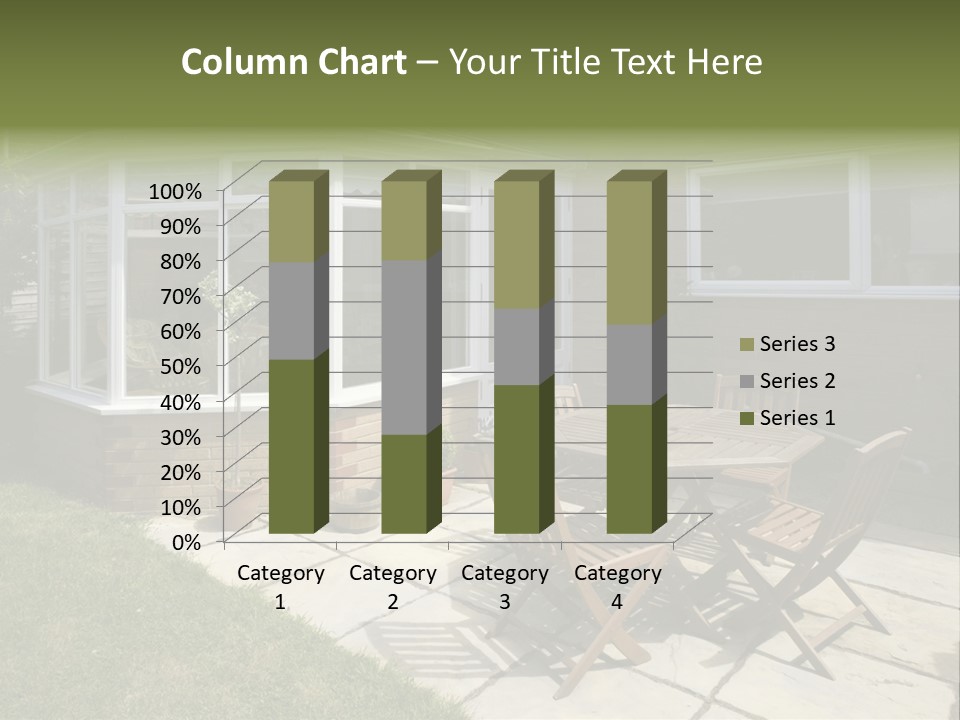 A Patio With A Table And Chairs In Front Of A House PowerPoint Template