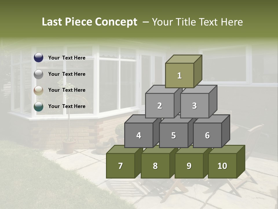 A Patio With A Table And Chairs In Front Of A House PowerPoint Template