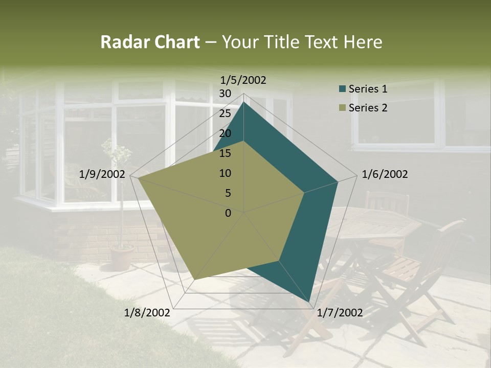 A Patio With A Table And Chairs In Front Of A House PowerPoint Template