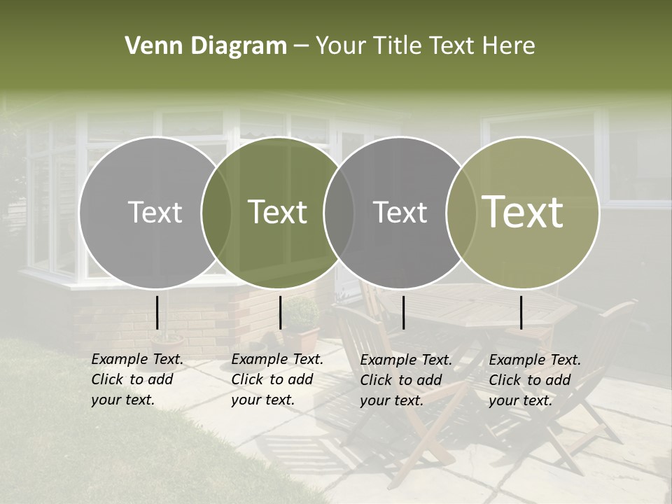 A Patio With A Table And Chairs In Front Of A House PowerPoint Template