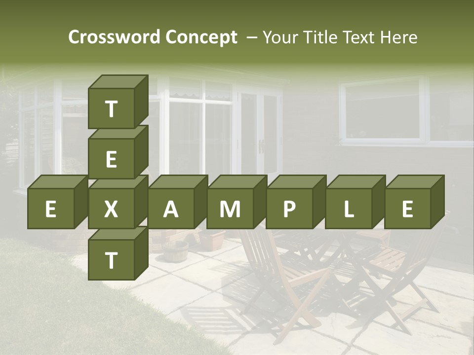 A Patio With A Table And Chairs In Front Of A House PowerPoint Template