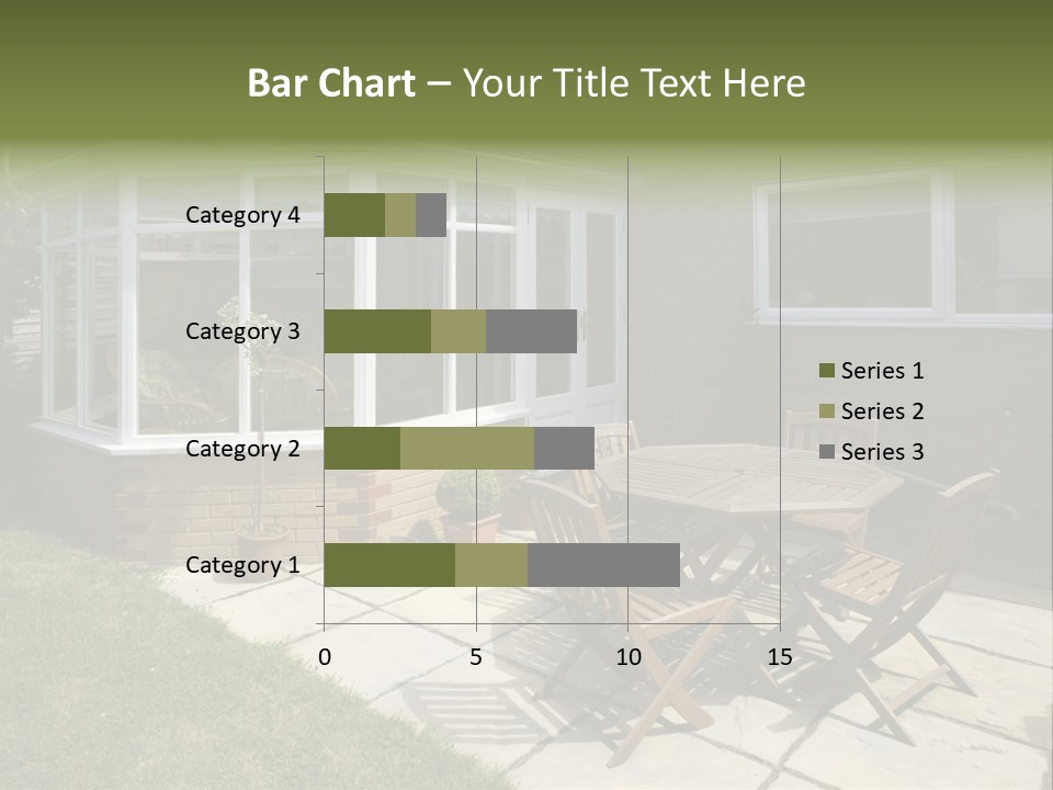 A Patio With A Table And Chairs In Front Of A House PowerPoint Template