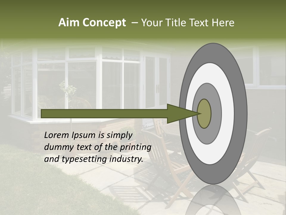 A Patio With A Table And Chairs In Front Of A House PowerPoint Template