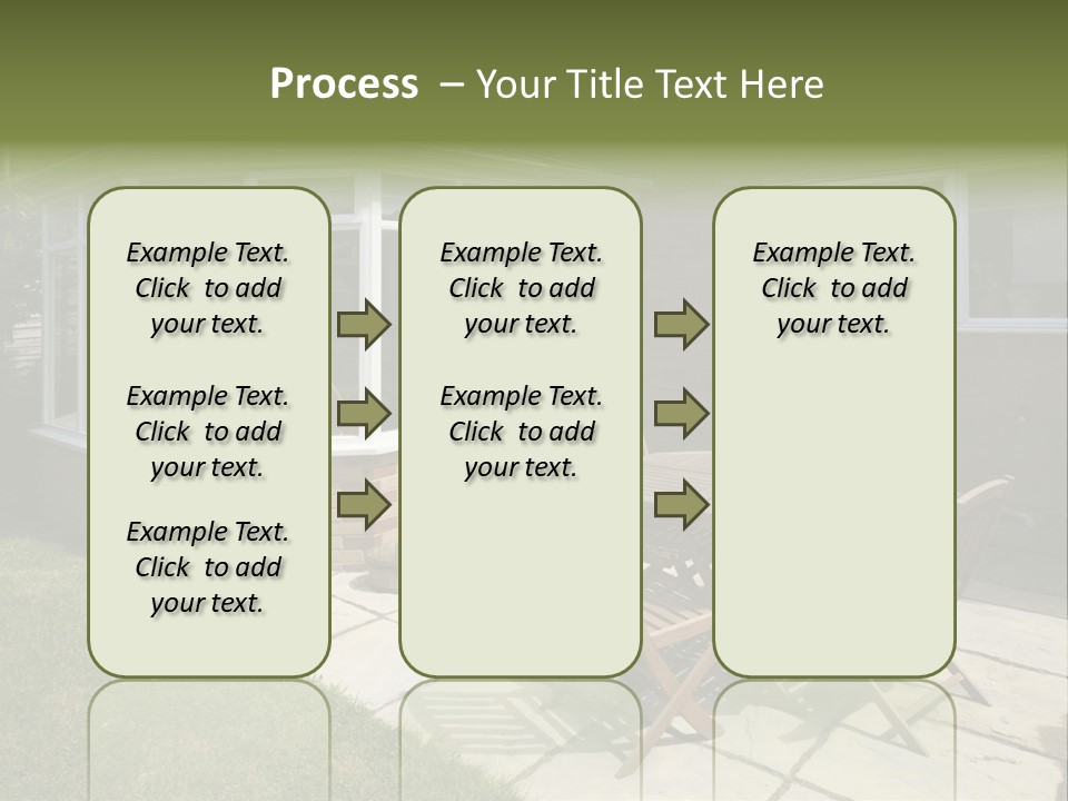 A Patio With A Table And Chairs In Front Of A House PowerPoint Template