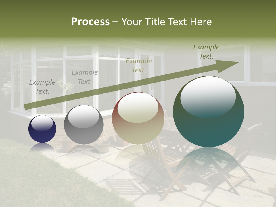 A Patio With A Table And Chairs In Front Of A House PowerPoint Template