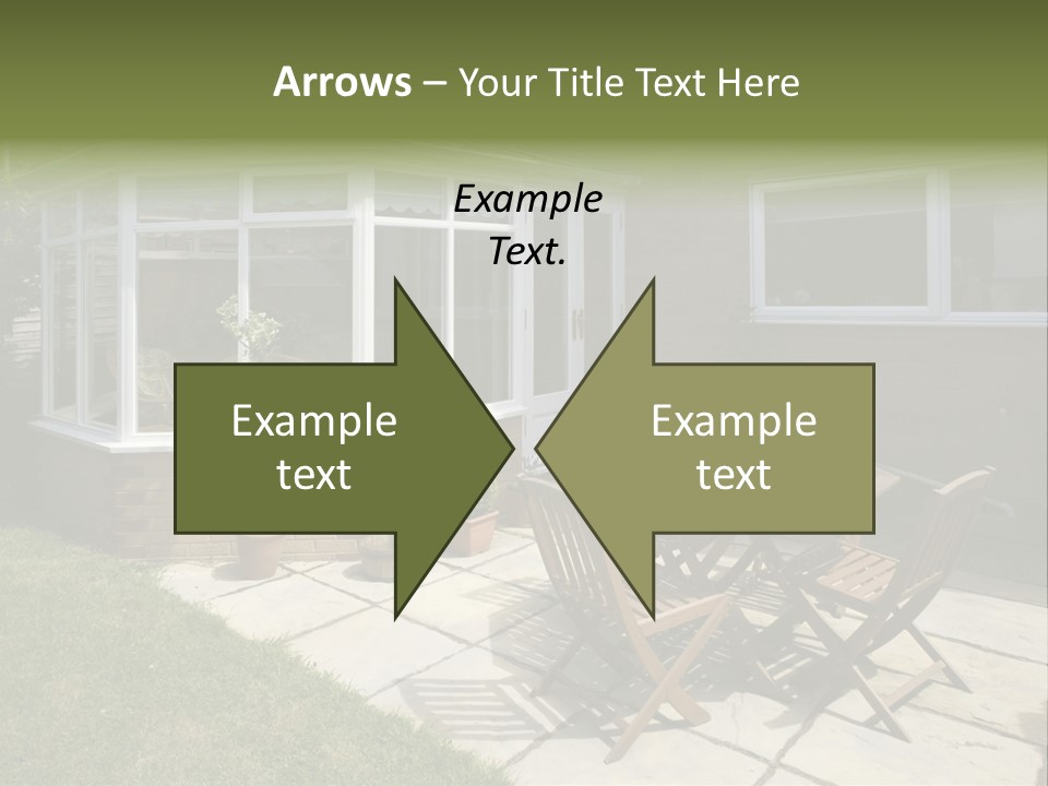 A Patio With A Table And Chairs In Front Of A House PowerPoint Template
