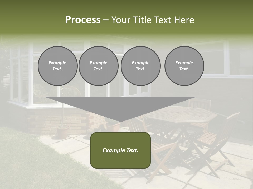 A Patio With A Table And Chairs In Front Of A House PowerPoint Template