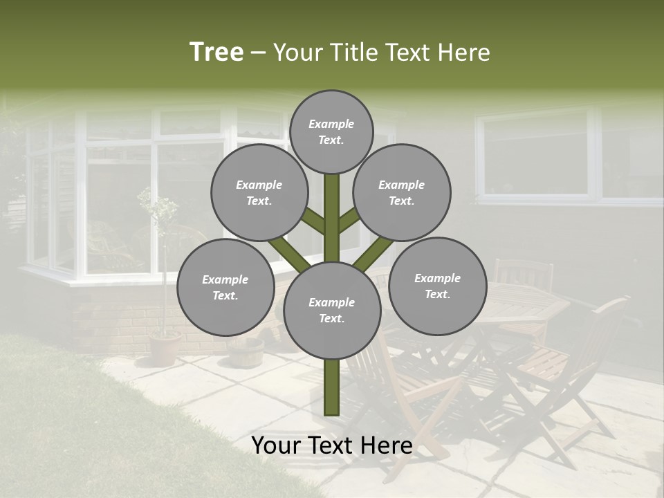 A Patio With A Table And Chairs In Front Of A House PowerPoint Template