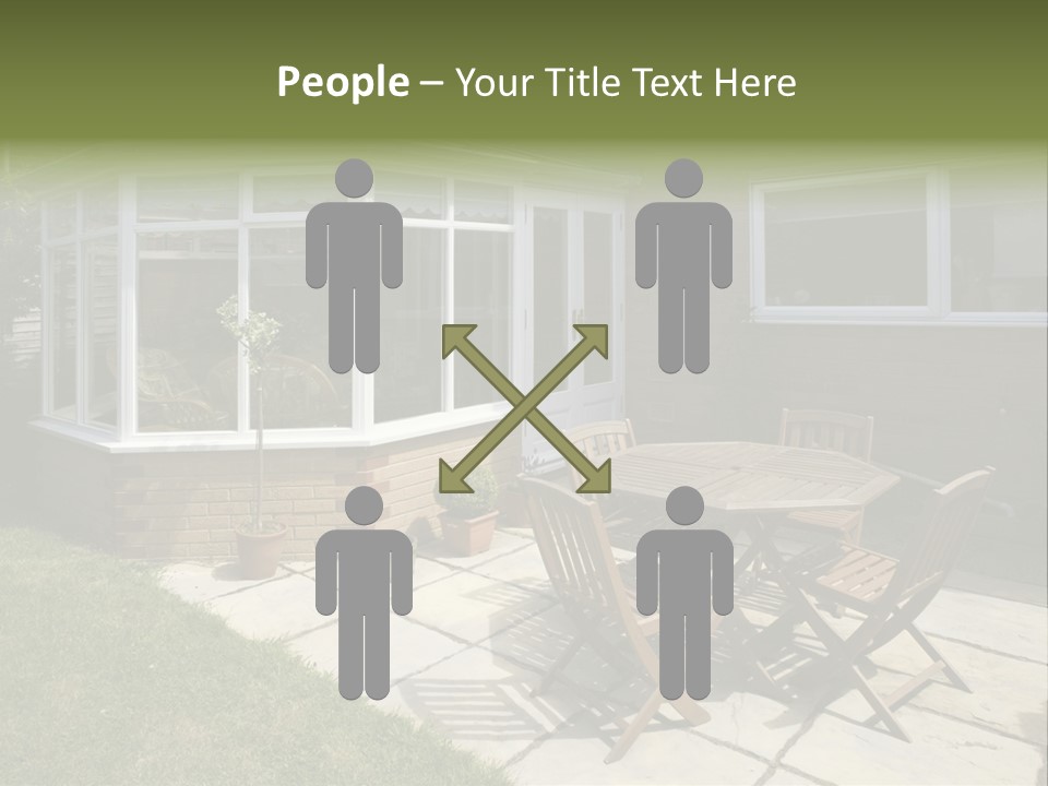 A Patio With A Table And Chairs In Front Of A House PowerPoint Template