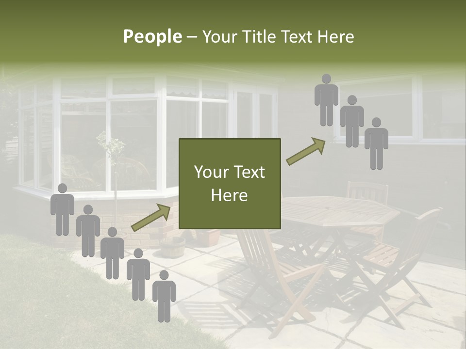 A Patio With A Table And Chairs In Front Of A House PowerPoint Template