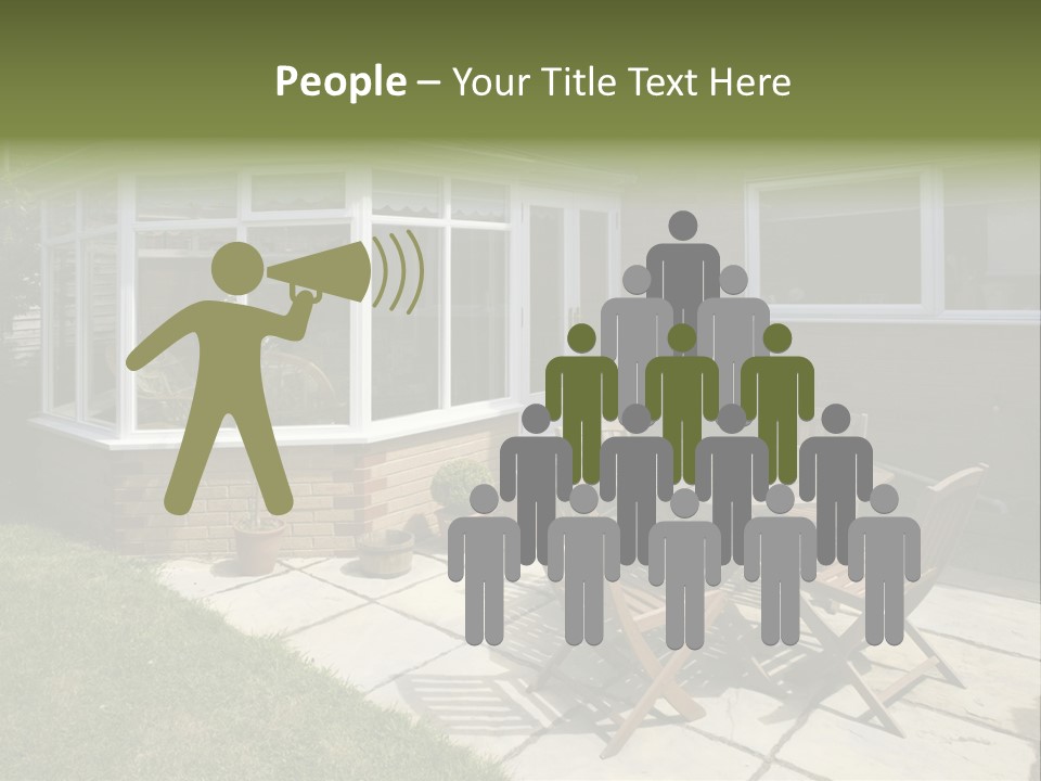 A Patio With A Table And Chairs In Front Of A House PowerPoint Template