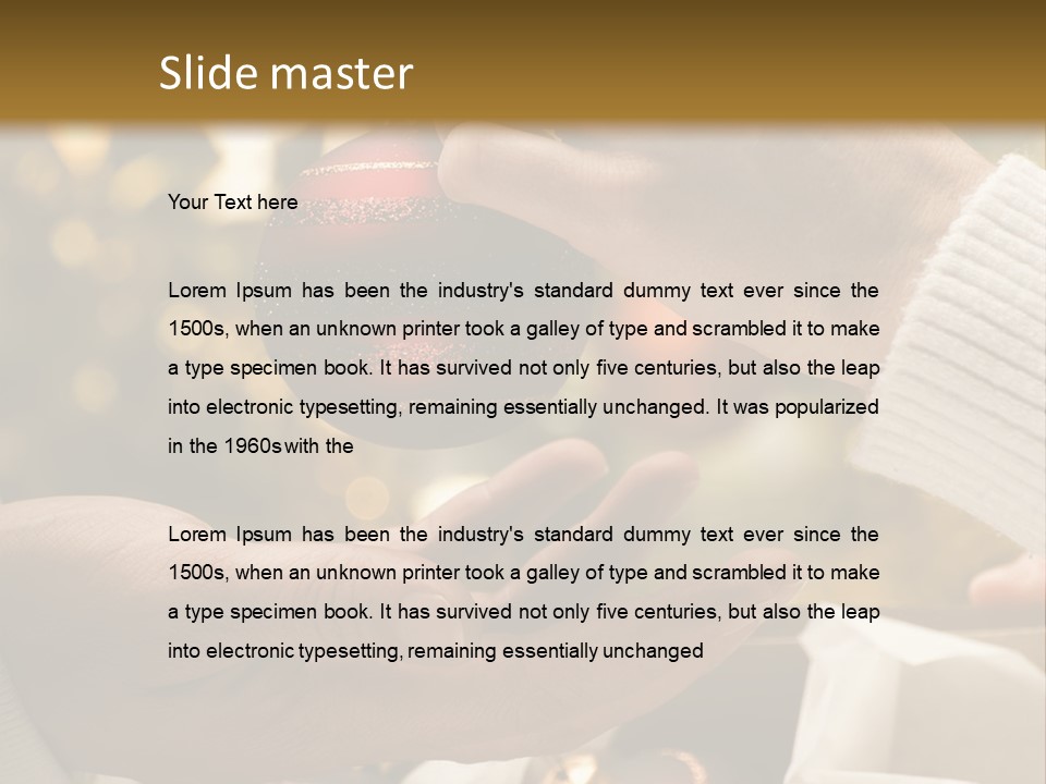 Female Giving Christmas Ball To Male Close Up PowerPoint Template