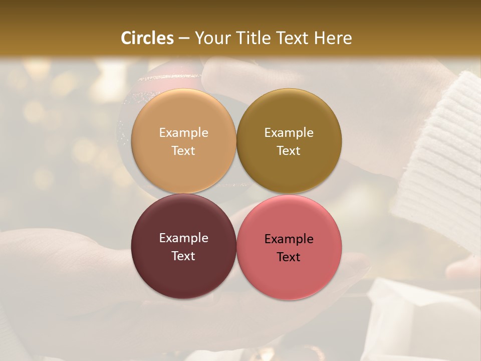 Female Giving Christmas Ball To Male Close Up PowerPoint Template