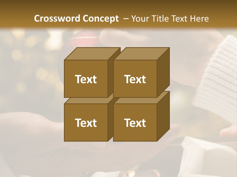 Female Giving Christmas Ball To Male Close Up PowerPoint Template