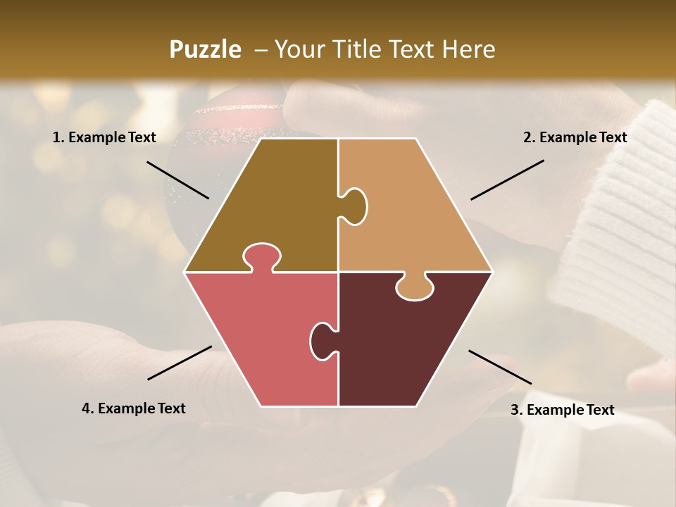 Female Giving Christmas Ball To Male Close Up PowerPoint Template