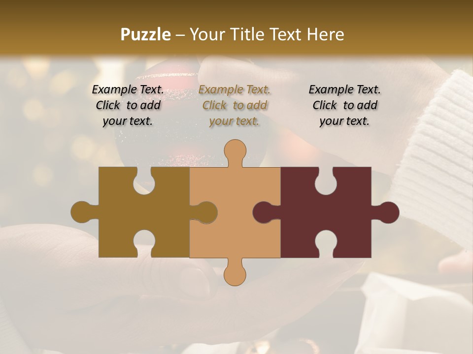 Female Giving Christmas Ball To Male Close Up PowerPoint Template