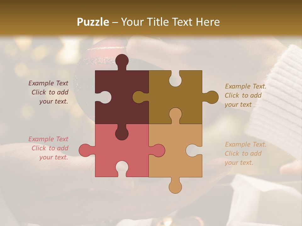 Female Giving Christmas Ball To Male Close Up PowerPoint Template