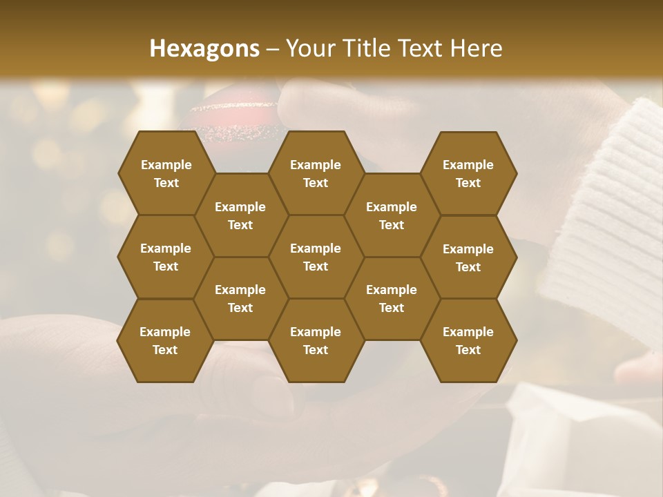 Female Giving Christmas Ball To Male Close Up PowerPoint Template