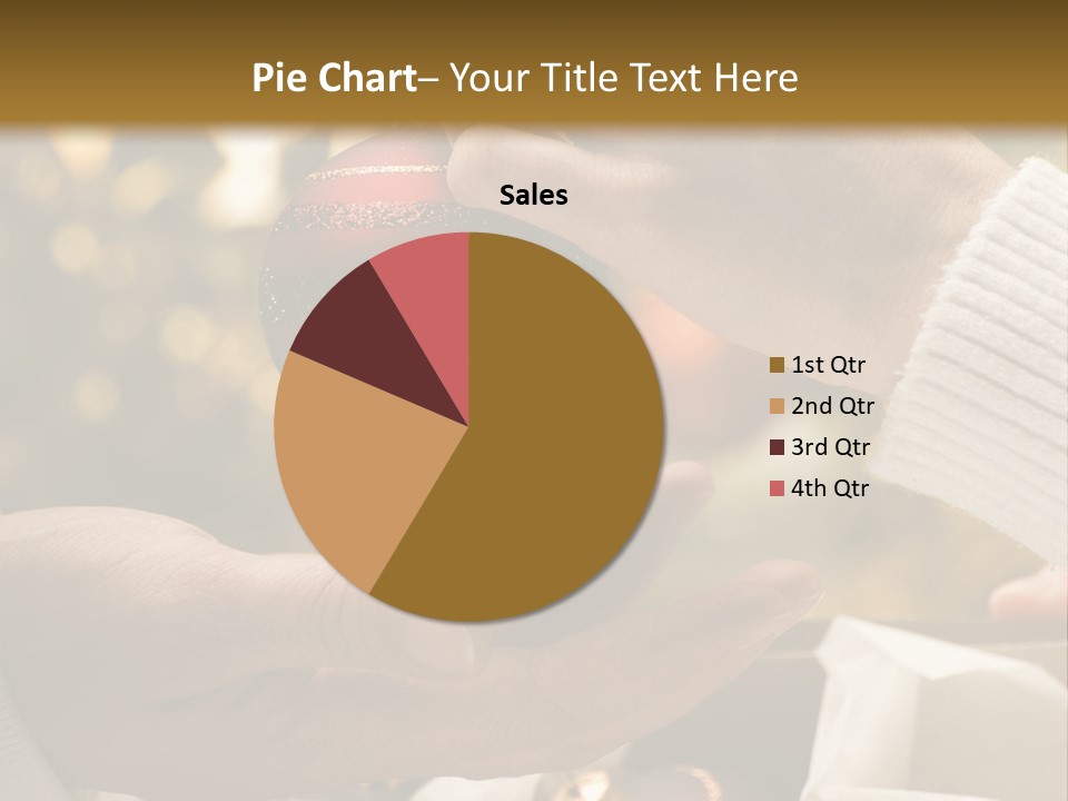 Female Giving Christmas Ball To Male Close Up PowerPoint Template