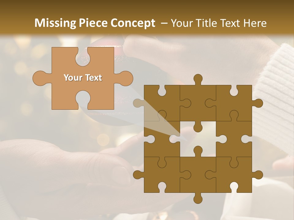 Female Giving Christmas Ball To Male Close Up PowerPoint Template