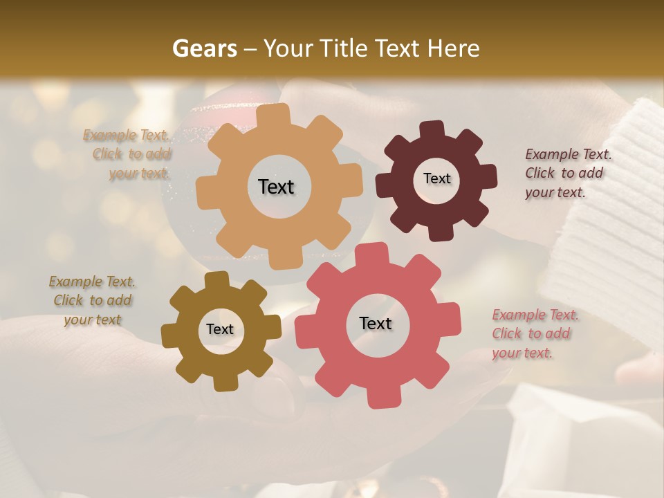 Female Giving Christmas Ball To Male Close Up PowerPoint Template