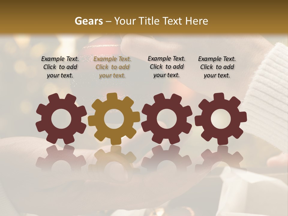 Female Giving Christmas Ball To Male Close Up PowerPoint Template