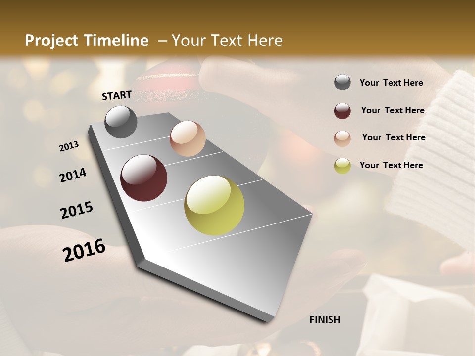 Female Giving Christmas Ball To Male Close Up PowerPoint Template