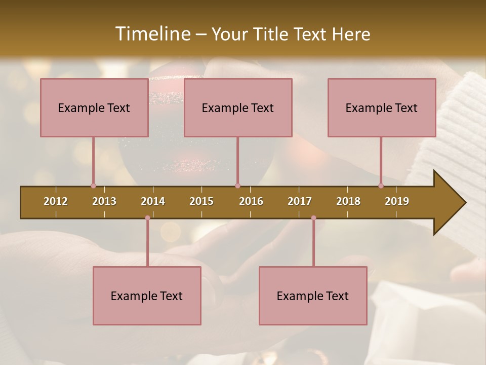 Female Giving Christmas Ball To Male Close Up PowerPoint Template