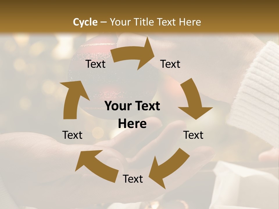 Female Giving Christmas Ball To Male Close Up PowerPoint Template