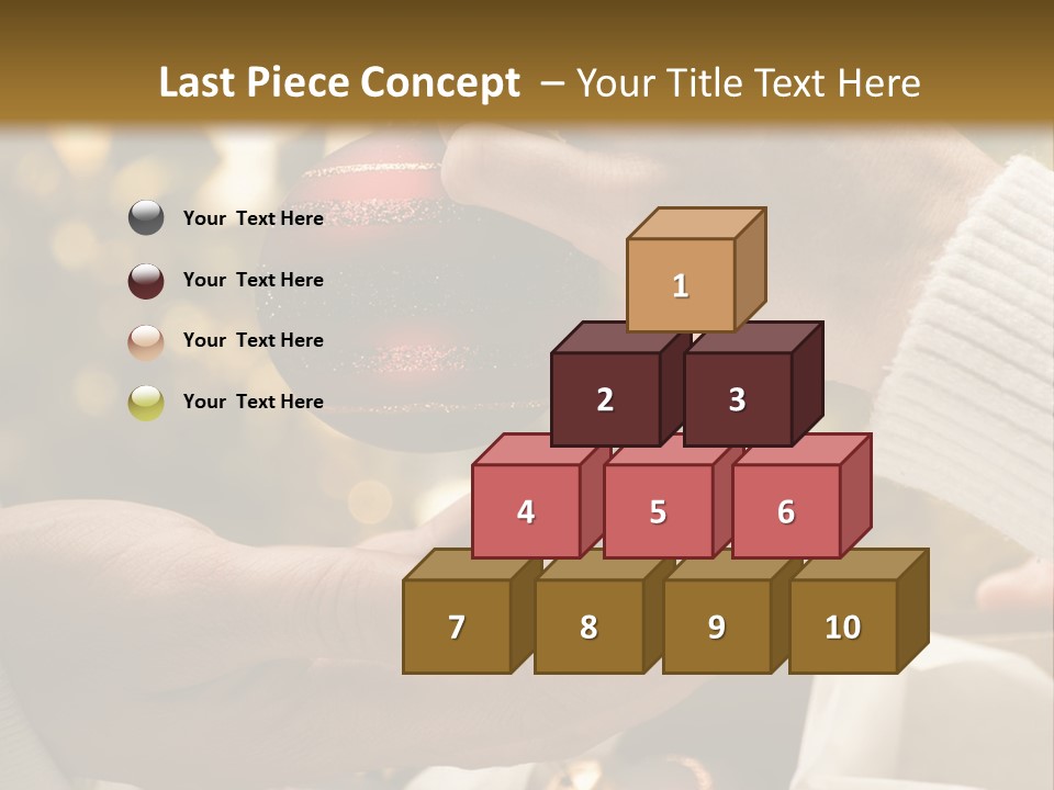 Female Giving Christmas Ball To Male Close Up PowerPoint Template