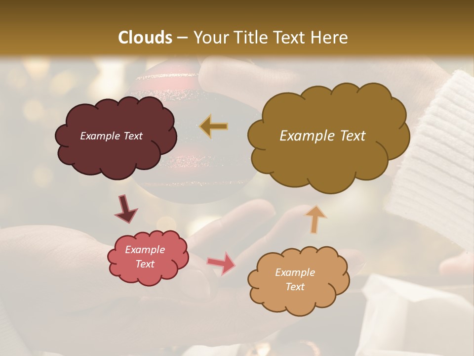 Female Giving Christmas Ball To Male Close Up PowerPoint Template