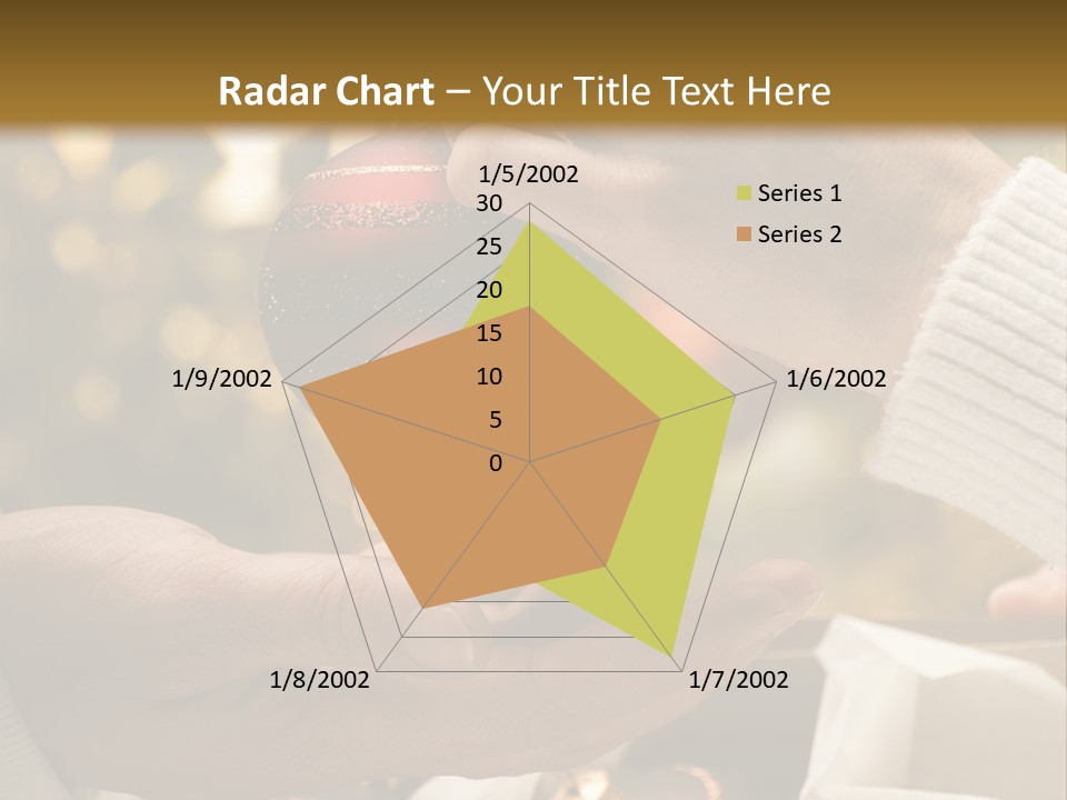 Female Giving Christmas Ball To Male Close Up PowerPoint Template