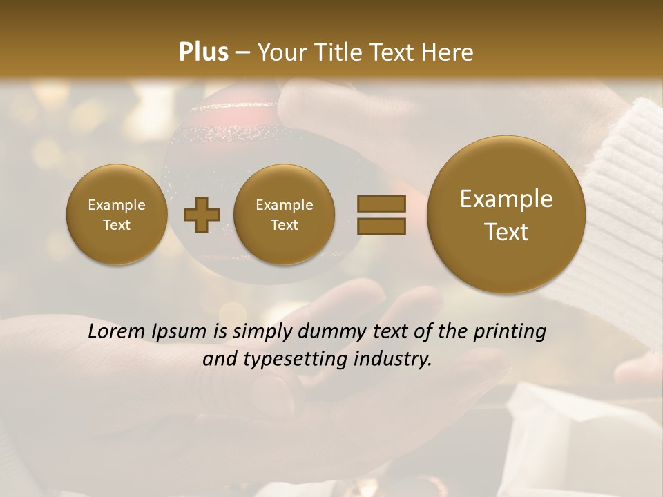 Female Giving Christmas Ball To Male Close Up PowerPoint Template