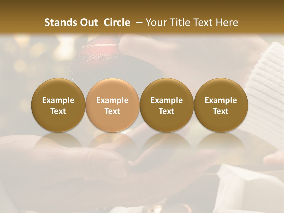 Female Giving Christmas Ball To Male Close Up PowerPoint Template