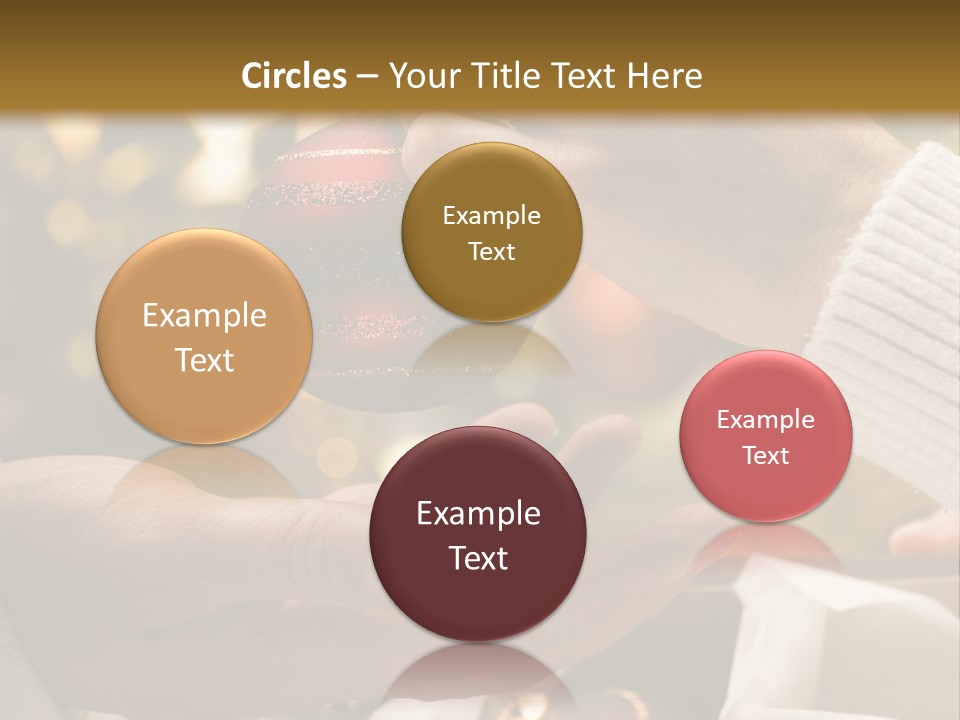 Female Giving Christmas Ball To Male Close Up PowerPoint Template