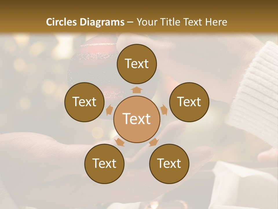 Female Giving Christmas Ball To Male Close Up PowerPoint Template