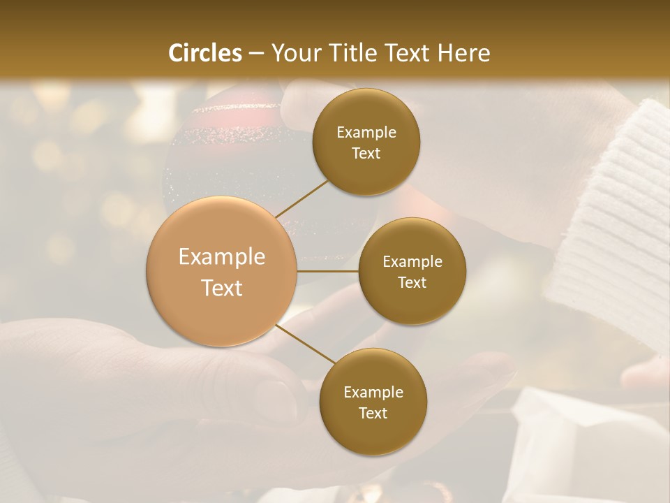 Female Giving Christmas Ball To Male Close Up PowerPoint Template