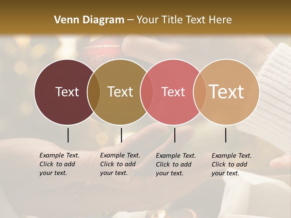 Female Giving Christmas Ball To Male Close Up PowerPoint Template