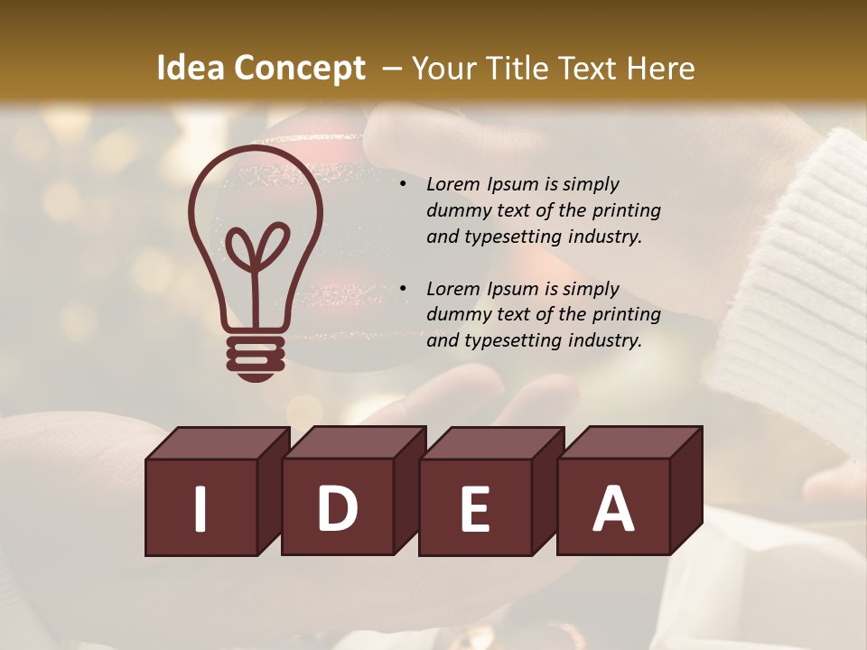 Female Giving Christmas Ball To Male Close Up PowerPoint Template