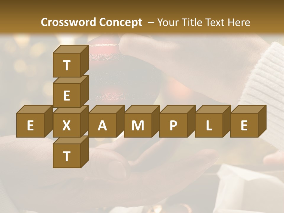 Female Giving Christmas Ball To Male Close Up PowerPoint Template