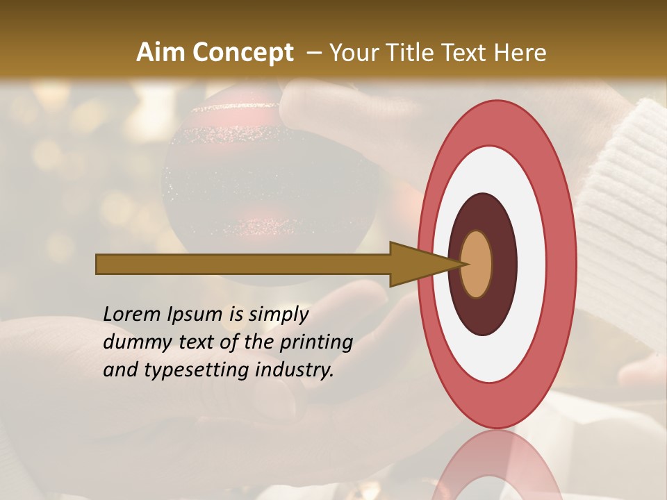 Female Giving Christmas Ball To Male Close Up PowerPoint Template