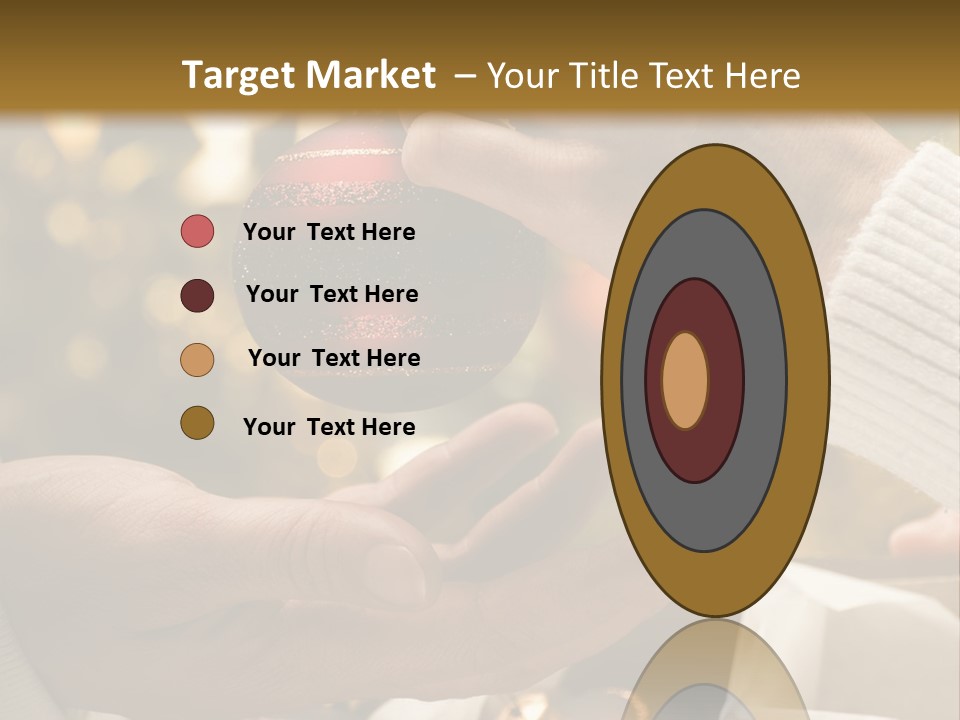 Female Giving Christmas Ball To Male Close Up PowerPoint Template