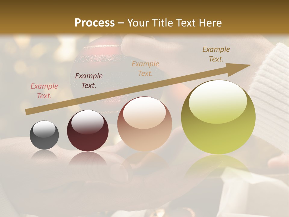 Female Giving Christmas Ball To Male Close Up PowerPoint Template