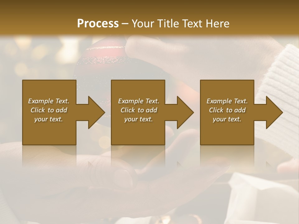 Female Giving Christmas Ball To Male Close Up PowerPoint Template