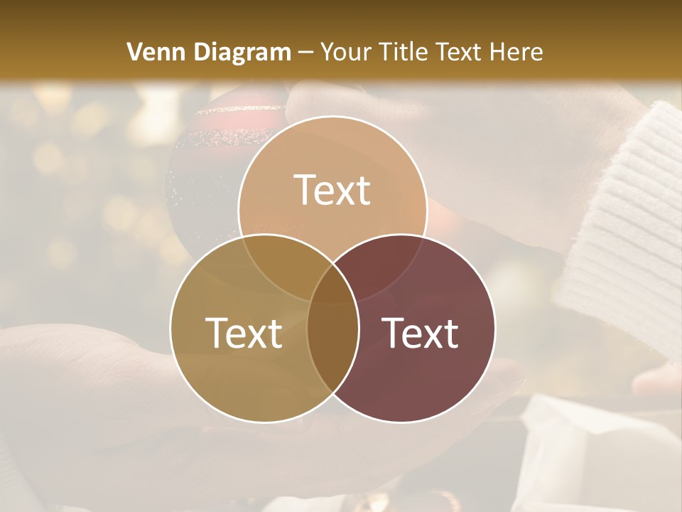 Female Giving Christmas Ball To Male Close Up PowerPoint Template