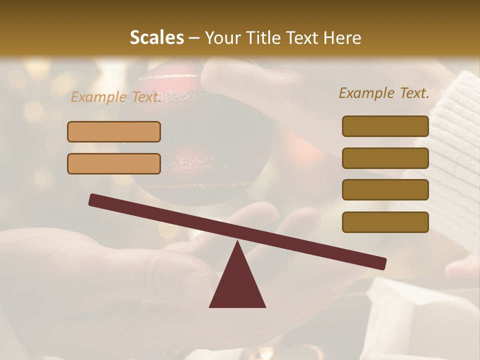 Female Giving Christmas Ball To Male Close Up PowerPoint Template