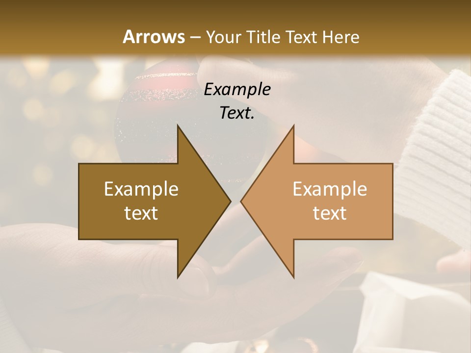 Female Giving Christmas Ball To Male Close Up PowerPoint Template