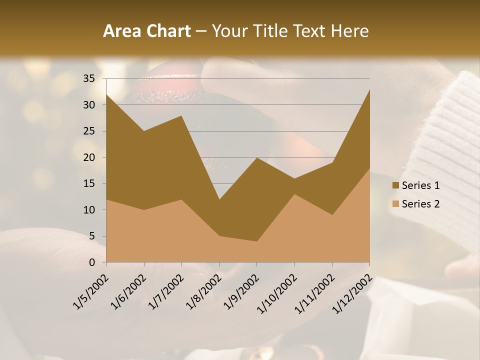 Female Giving Christmas Ball To Male Close Up PowerPoint Template